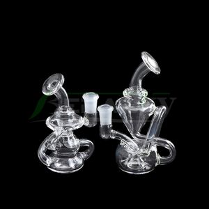 Beacky Clear Recycler Glass Water Bongs Два стиля Толстые стеклянные мазки Водопроводные трубы Beaker Bong Пьянящие нефтяные вышки для курения Dab