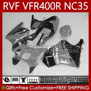 Fairings Kit For HONDA NC35 V4 VFR400 R RVF400R 1994 1995 1996 1997 1998 80No.129 RVF VFR 400 RVF400 R 400RR VFR 400R VFR400RR 94-98 VFR400R 94 95 96 97 98 Body Grey black