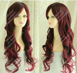 Burgundy Charming Nightclub Fashion Party Long Wavy Hair Wig