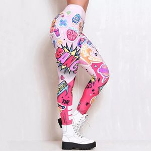 2020 nuove donne di modo Legging Cartoon Comic Beauty Stampa Pantaloni Leggins morbidi Moda Slim Vita alta Leggings comodi LJ201006