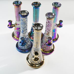 Wysokiej Jakości 9-calowy Hoakhs Showerhead Perc Heady Szkło Bongs Rainbow Kolorowe Olej Dab Rigs 14mm Kobiece Połączkowe Pipers ZDWS2005