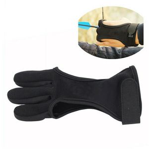 Bågskytte 3 Finger Protect Glove Shooting Cow Leather Guard Tab Gear Bow Jakt Q0114