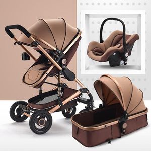 Baby Barnvagn 3 i 1 vikbar barnvagn Lätt bärbar Travel Pram Presschair Smart Soft High-end varumärkesdesigner