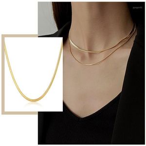 Simple mm Snake Chain Necklaces for Women Gold Color Herringbone Link Chokers Solid Metal Stainless Steel Candid Party Jewelry1