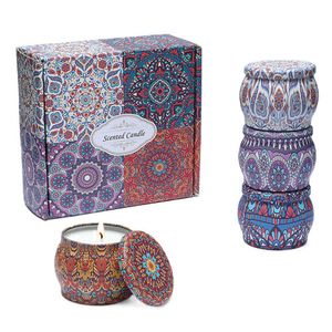 4 pçs / set scented velas arte perfumada fragrância metal vela jars gardenia lavanda baunilha alecrim lemon jasmim cera de soja casamento valentine presentes planta 6.5 * 5cm