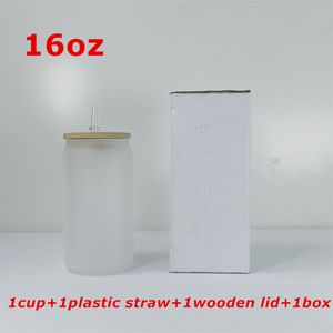 16 uncji Sublimacja Wyczyść Frosted Piwo Okulary z Slidsplastic Słoma 500ml Białe Butelki Blank Butelki DIY Ciepła Wino Wino Tumblery A12