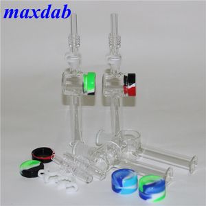 Cam su bongs boruları için silikon konteyner kavanozu ile 10mm 14mm nargile nectar nc kiti dab saman ipuçları