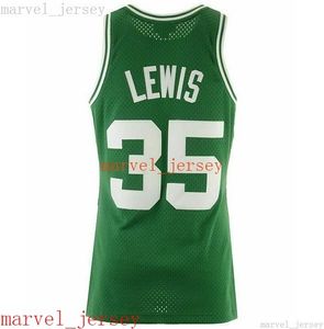 Niestandardowy zszyty Reggie Lewis #35 1987-88 Jersey XS-6xl Męs