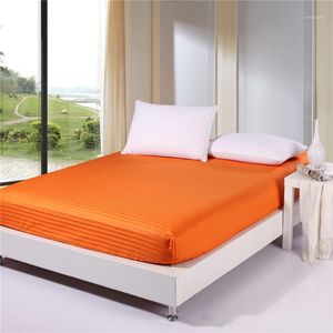 Bedding Sets 3pcs 100% Cotton Solid Color Fitted Sheet Stripe Mattress Cover Four Corners With Elastic Band Bed Plus Pillowcase1