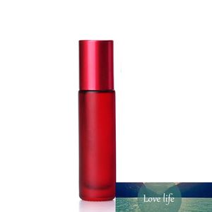 3pcs 10ml portátil geado vermelho vermelho rolo de vidro de vidro essencial frascos de perfume frasco de rollerball recarregável