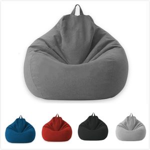 Lazy BeanBag Sofa Cover Chairs Cover without Filler Linen Cloth Lounger Seat Bean Bag Asiento Couch Tatami Living Room Furniture LJ201216