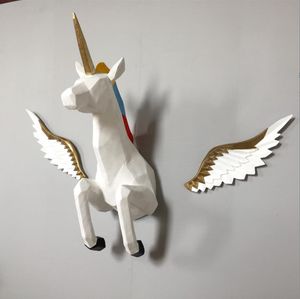 Through wall single horned horse wing wall pendant Decorative Objects 3D decoration creative bar club KTV office accessories