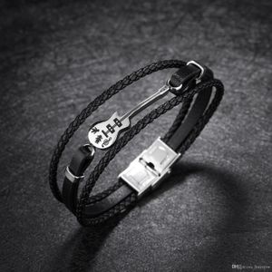 Multilayer Leather Bracelets for Men Rope Steel Bracelet Guitar Bracelet Characterized leather bracelet