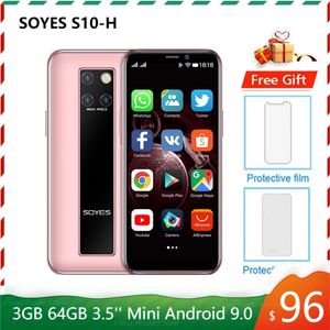 Luxo Super Mini LTE 4G Telefone Celular Original Soja S10H 3,5 polegadas Tela Touch Tela 32GB / 64GB ROM Android 9.0 Face ID Menor Smartphone