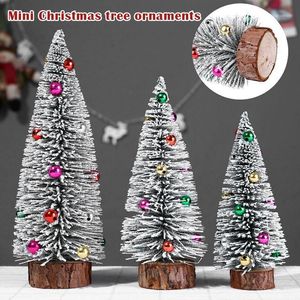 Mini albero di decorazioni natalizie con base in legno e perline colorate per la casa Ornamenti per regali di 2021 anni Albero di Natale di Babbo Natale1