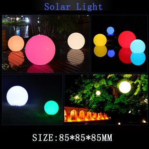 8,5 cm descoloração colorida luz solar energia flutuador lâmpada bola LED iluminado piscina quintal lagoa jardim luzes de festa ao ar livre mesa de bar YL0091