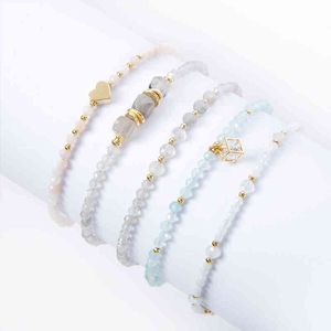 Btone Mini Energy Gem Stone Labradorite Beads Bracelet with Real Gold Plated Spacers