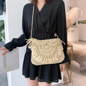 Gorąca Sprzedaż Summer Słomiane Torby Dla Kobiet Handmade Tassel Beach Torby 2020 Rattan Woven Torebki Wakacje Ramię Crossbody Sprzęgło