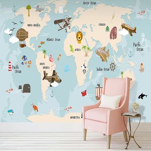 Custom Mural Wallpaper 3D Vintage Hand Drawn Nautical Map Animals Children Bedroom Background Wall Painting Papel De Parede 3 D