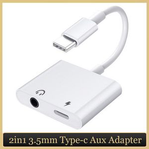 2 in 1 USB C/Type-C to 3.5mm Aux Headphones Jack Adapter Splitter Cell Phone Charging Adapter for Huawei Google