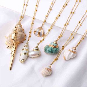 Boho Conch Shell Collana Sea Beach Shell Collana con pendente a catena per le donne Collier Femme Shell Cowrie Summer Jewelry Bohemian G220310