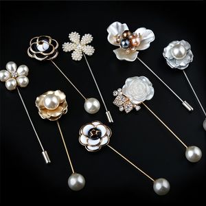 Fashion Rose Flower Brooch Corsage Camellia Long Needle Pin Shawl Shirt Collar Accessories for Women