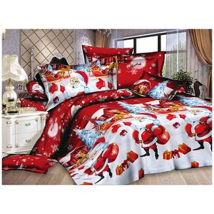 Christmas Home textile Cotton bedclothes high-quality 4pc bedding set (Color: Red) C1018
