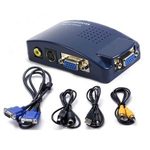 VGA RCA Konnektörler Anahtarı Kutusu NTSC PAL VGA 2 TV AV Sinyali S-Video Video Converter Adaptörü Bilgisayar PC için