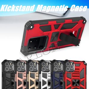 PC TPU Rugged Capelfone à prova de choque para iPhone 12 Mini 11 Pro XR XS MAX 8 7 6S PLUS Cobertura do Kickstand Gor Samsung S20 Fe Note 20 Ultra