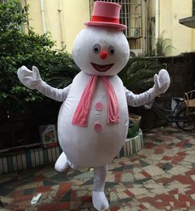 Halloween vit snögubbe maskot kostym hög kvalitet skräddarsy tecknad snö man plysch anime tema tecken vuxen storlek jul fancy party klänning