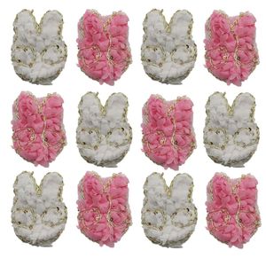 Wholesale easter bunny hair clips resale online - 30pcs cm Easter Chiffon Rosette Bunny Face Appliques for Girls Hair Accessories Chiffon Bunny for Headbands Hair Clips Flowers