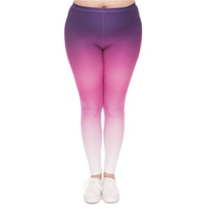Moda tamanho grande leggings gradient cor impresso cintura alta leggins plus size calças esticar calças para mulheres gordas lj201006