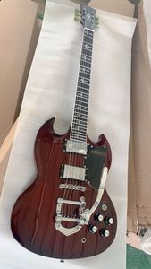 Özel Alışveriş Kahverengi Kırmızı Elektro Gitar Humbucker Pickups B500 Tremolo Köprüsü Krom Donanım Çin Gitar