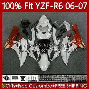 100% Fit OEM Codework для Yamaha Moto YZF-R6 YZF600 YZF R Pearl White 6 600 CC 2006-2007 Body 98NO.39 YZF R6 600CC YZFR6 06 07 YZF-600 2006 2007 Комплект для инъекций