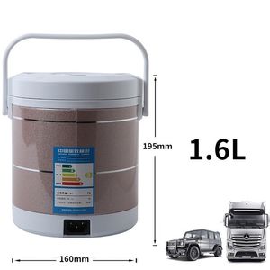 FreeShipping 1.6L Mini Electric Rice Cooker 12V-24V For Car And Truck Travel Portable Soup Pot Cooking Pot 12H Appointment