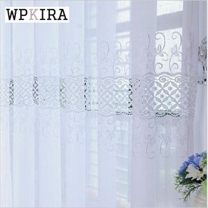 Luxo Bordado Floral Branco Sheer Cortinas para sala de estar janela quarto tule cortinas de alta qualidade tecido cortinas zh03720 y200421