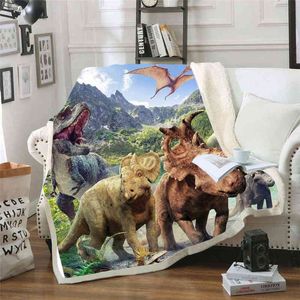 BeddingOutlet Dinosaur Sherpa Blanket Jurassic Printed Duvet For Children Stegosaurus Plush Blanket Boys Cartoon Bedding 002 220113