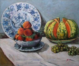 CM Still Life with Melon Home Decor Handcrafts HD Print Oil Painting On Canvas Wall Art Canvas Pictures F2012030