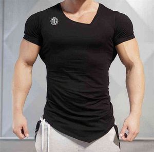 2020 Summer Fashion Brand T-Shirt Mens Gyms Clothing V-neck Short Sleeve Slim Fit T Shirt Ftiness Men compression Tshirt homme G1222