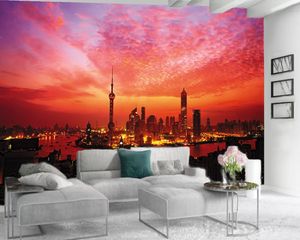 3d Wallpaper Modern Bela Noite Vista da cidade com Brilliant Luzes personalizado Romântico Cenário Silk decorativa 3d Mural Wallpaper