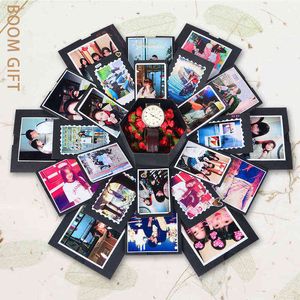 DIY explosão presente de mistério caixa fotográfico álbum surpresa romântico scrapbook aniversário menina casamento decoração suprimentos para valentine h1231