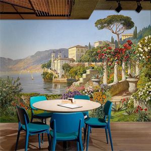 Custom Photo Wallpaper 3D Aegean Sea Landscape Oil Painting Murals Living Room Dining Room Backdrop Wall Decor Papel De Parede