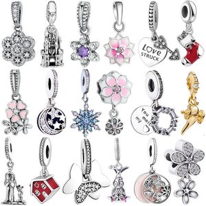 925 стерлингового серебра шарм мода цветочный кулон для Pandora женские браслеты роскошные ювелирные изделия мемориальный подарок