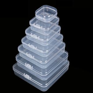 Mixed Sizes Square Empty Mini Clear Plastic Storage Containers Box Case with Lids for Small Items and Other Craft Projects