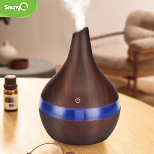 Nemlendirici Elektrikli Aroma Hava Difüzör Ahşap Ultrasonik Hava Nemlendirici Uçucu Yağ Aromaterapi Serin Mist Maker Ev için