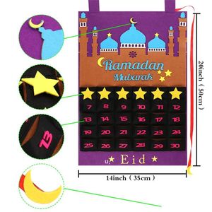 Calendario Eid Calendario per il conto alla rovescia del Ramadan con 30 stelle riutilizzabili per bambini Forniture per decorazioni per feste musulmane RRE12875