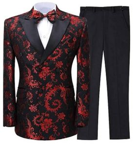 Riktigt foto dubbla breasted mens coat byxor set svart peal lapel brudgum tuxedos man arbete kostym (jacka + byxor + slips) w: 1234