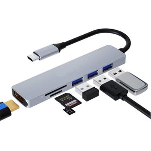 USB C HUB 3.0 6 in 1 Adapter with SD Micro Card Reader 4K USB-C to HD-MI Compatible for MacBook Pro Air Laptops and Other Type C D265c