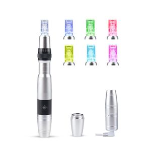 Auto Micalonedling Derma Pen LED Photon Derma Stamp Micro Igły Dermapen DP17 Odnowienie skóry z 6 sztuk wkładów Air Express Dostawa