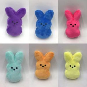 Stokta Paskalya Bunny 15 cm Peluş Oyuncak Çocuklar Bebek Mutlu Paskalya Bebek 6 Renkler Hediye